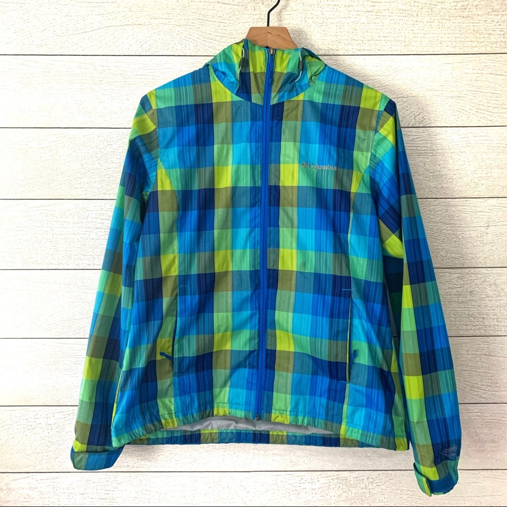 Columbia Waterproof Blue Green Windbreaker